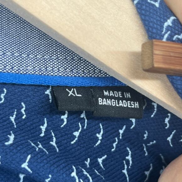HUGO BOSS Shirt XL Ronn 2F Flock Birds Textured Slim Fit Short Sleeve Camp Blue - Picture 11 of 16
